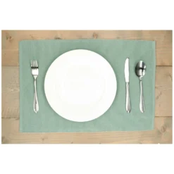 Placemat geribbeld, GOTS bio-katoen, groengrijs, 35 x 50 cm