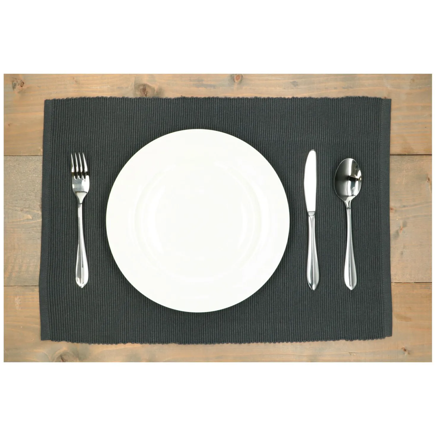 Placemat geribbeld, GOTS bio-katoen, donkergrijs, 35 x 50 cm