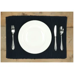 Placemat geribbeld, GOTS bio-katoen, indigo blauw,35 x 50 cm
