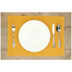Placemat geribbeld, GOTS bio-katoen, okergeel, 35 x 50 cm