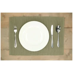 Placemat geribbeld, GOTS bio-katoen, tijmgroen, 35 x 50 cm