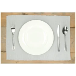 Placemat geribbeld, GOTS bio-katoen, lichtgrijs, 35 x 50 cm