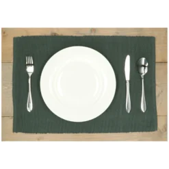 Placemat geribbeld, GOTS bio-katoen, donkergroen, 35 x 50 cm