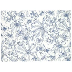 Placemat, GOTS bio-katoen, blauwe bloem, 35 x 50 cm