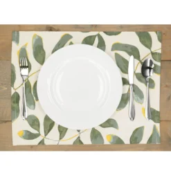 Placemat, GOTS bio-katoen, silhouet blad, 35 x 50 cm