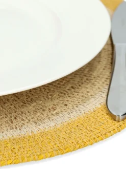 Placemat naturel, zeegras, geel, Ø38 cm