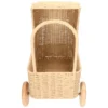 Poppenwagen, papercord, metaal, rubberhout