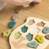 Puzzel, hout, eikels en eekhoorn
