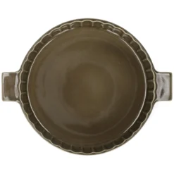Quicheschaal, reactief glazuur, steengoed, olijfgroen, Ø25 cm