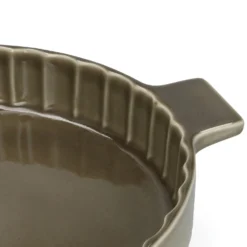 Quicheschaal, reactief glazuur, steengoed, olijfgroen, Ø25 cm