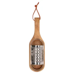 Rasp met opvangbak, metaal en hout, 24 ,5 cm