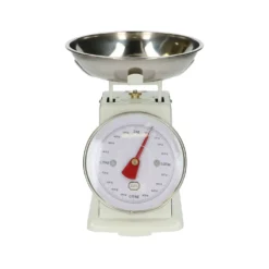 Retro keukenweegschaal, metaal, wit, 1 kg