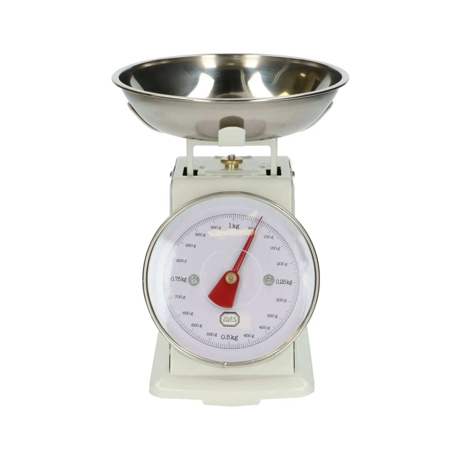 Retro keukenweegschaal, metaal, wit, 1 kg