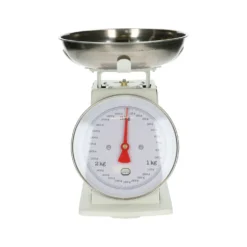Retro keukenweegschaal, metaal, wit, 3 kg