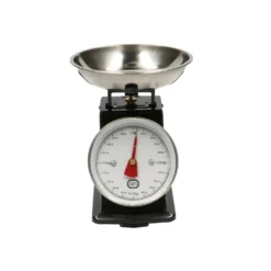 Retro keukenweegschaal, metaal, zwart, 1 kg