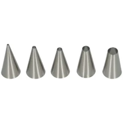 Ronde spuitmondjes, rvs, set van 5