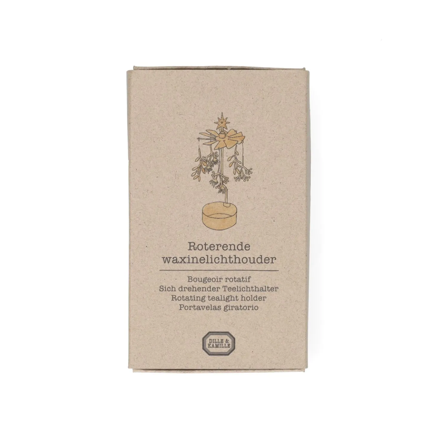 Roterend molentje met kersttakjes, metaal, goudkleurig