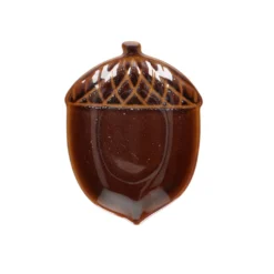 Schaal eikel, steengoed, bruin, 15 x 11.5 x 1.8 cm