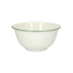 Schaal, emaille, groengrijs/wit, Ø 17 cm