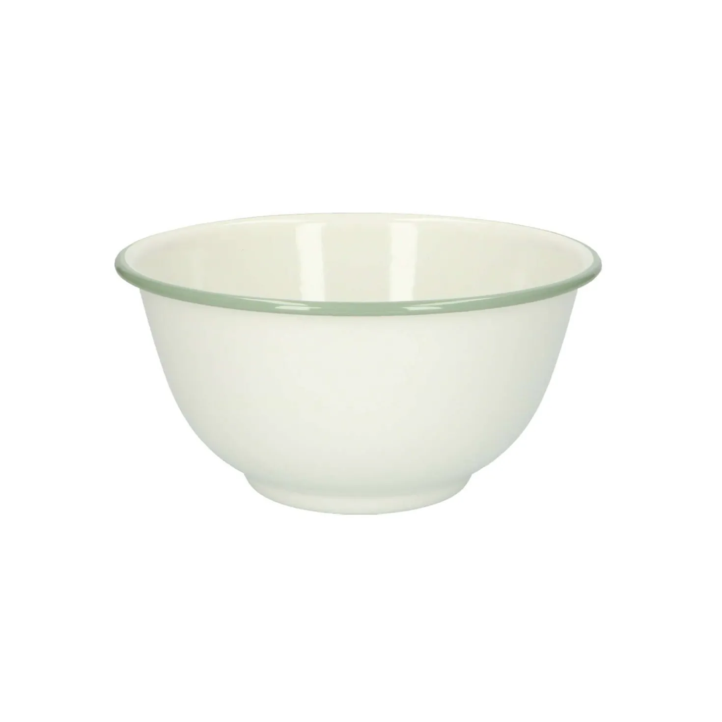 Schaal, emaille, groengrijs/wit, Ø 17 cm