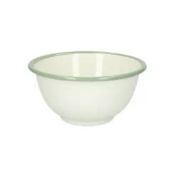 Schaal, emaille, groengrijs/wit, Ø 13,5 cm