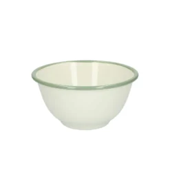 Schaal, emaille, groengrijs/wit, Ø 15 cm