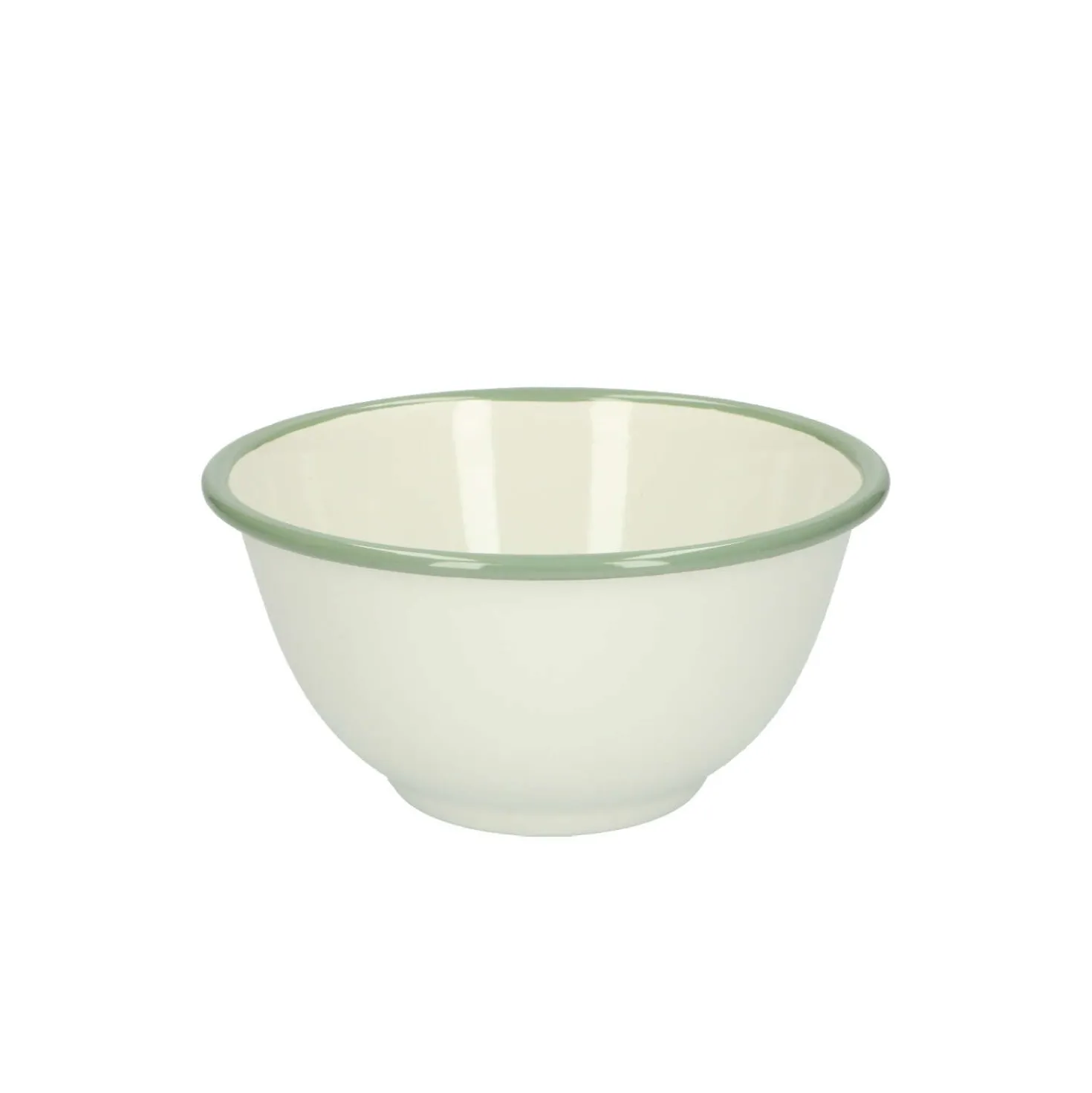 Schaal, emaille, groengrijs/wit, Ø 15 cm