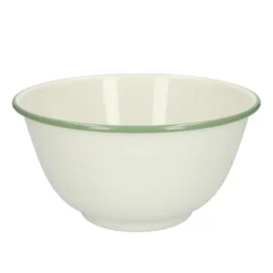 Schaal, emaille, groengrijs/wit, Ø 21,5 cm
