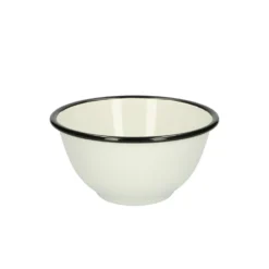 Schaal, emaille, zwart/wit, Ø 15 cm