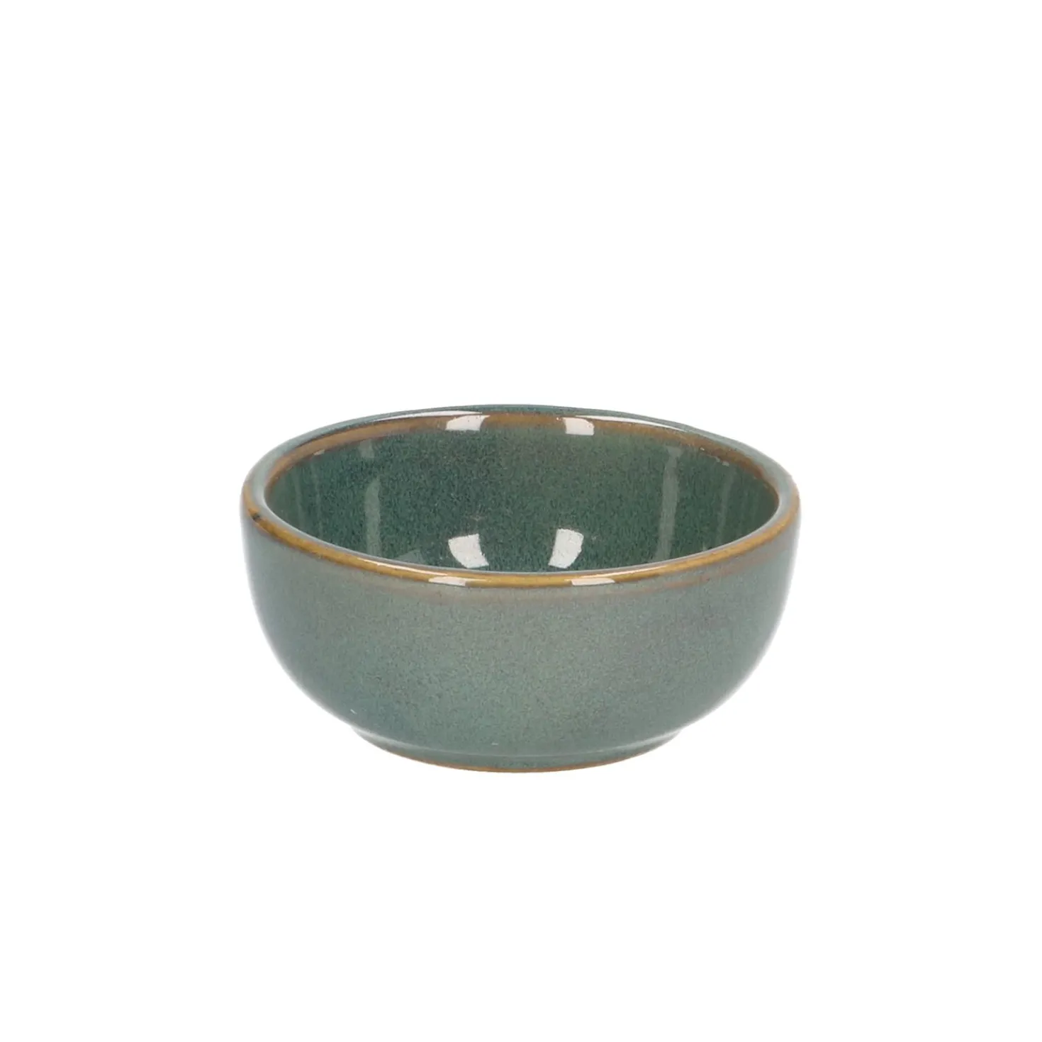 Schaal reactieve glazuur, steengoed, groen, Ø 7.5 cm