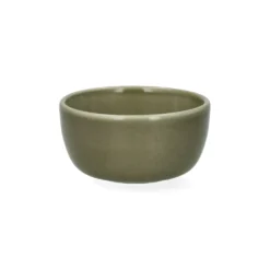 Schaal, reactieve glazuur, steengoed, olijfgroen, Ø9 x 4 cm