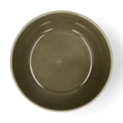 Schaal, reactieve glazuur, steengoed, olijfgroen, Ø14,5 x 7 cm