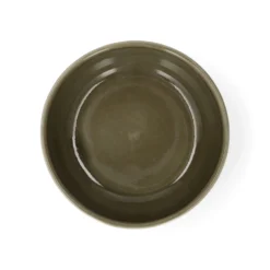 Schaal, reactieve glazuur, steengoed, olijfgroen, Ø13 x 5 cm