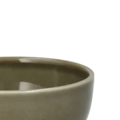Schaal, reactieve glazuur, steengoed, olijfgroen, Ø13 x 5 cm