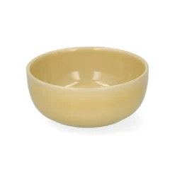 Schaal, reactieve glazuur, steengoed, korengeel, Ø13 x 5 cm