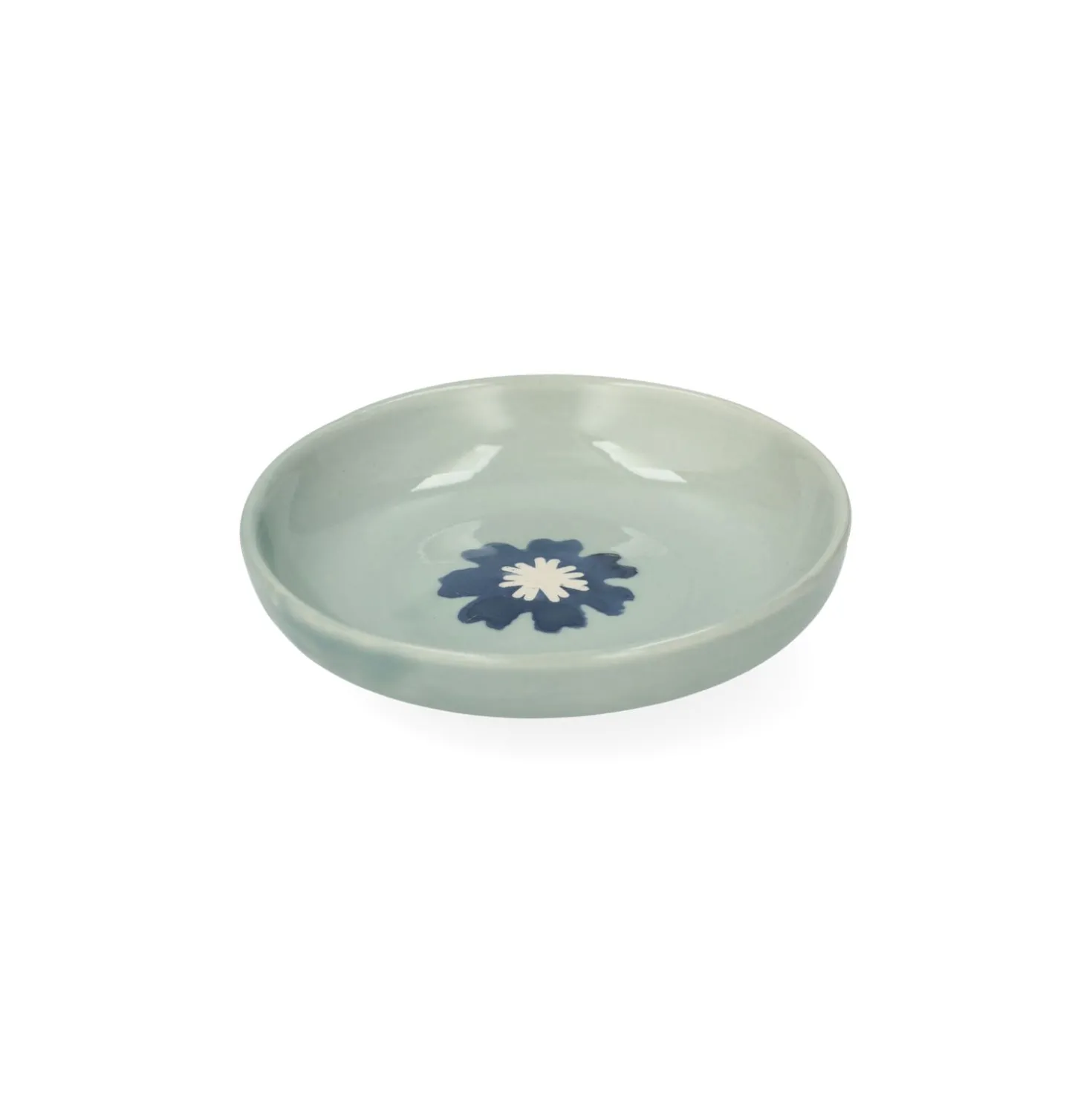 Schaaltje, steengoed, blauw, cosmosbloem, Ø8 cm