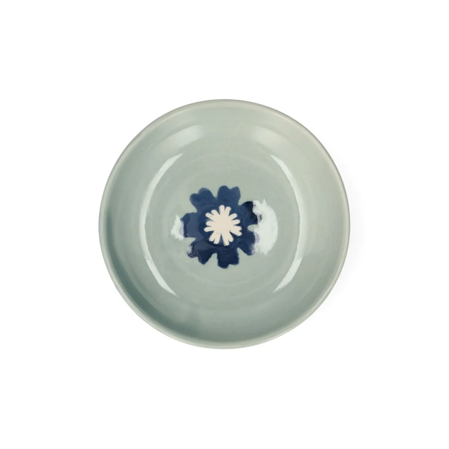 Schaaltje, steengoed, blauw, cosmosbloem, Ø8 cm