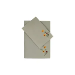 Schrift, gekleurd kraftpapier, geborduurde bloem, A6