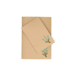 Schrift, kraftpapier, geborduurde lavendel, A6
