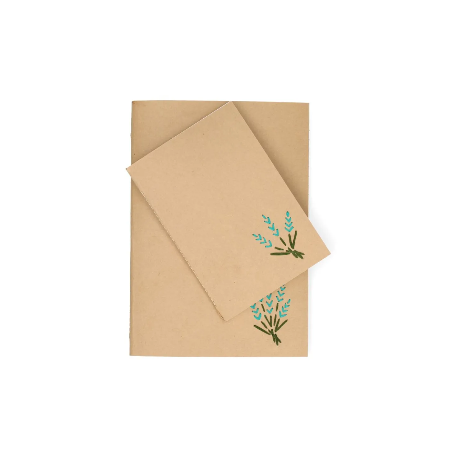 Schrift, kraftpapier, geborduurde lavendel, A6