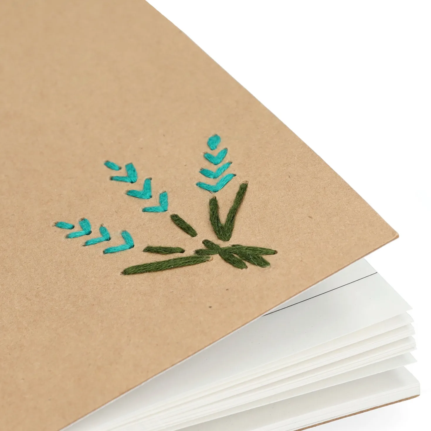 Schrift, kraftpapier, geborduurde lavendel, A6