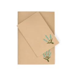 Schrift, kraftpapier, geborduurde lavendel, A5