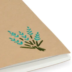 Schrift, kraftpapier, geborduurde lavendel, A5