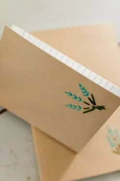 Schrift, kraftpapier, geborduurde lavendel, A5