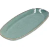 Serveerschaal reactieve glazuur, steengoed, groen, 26 x 12 cm