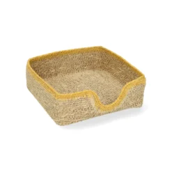 Servethouder, zeegras, geel, 17 cm x 17 cm
