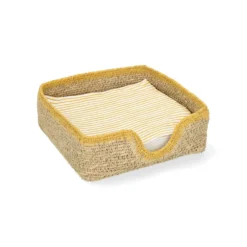 Servethouder, zeegras, geel, 17 cm x 17 cm