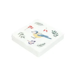 Servetten, papier, kerstgroen en vogel, 25 x 25 cm, 20 stuks