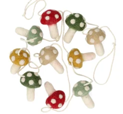 Slinger met paddenstoelen, vilt, 150 cm