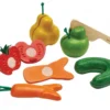 Snijsetje krom fruit en groente, rubberhout, 18m+